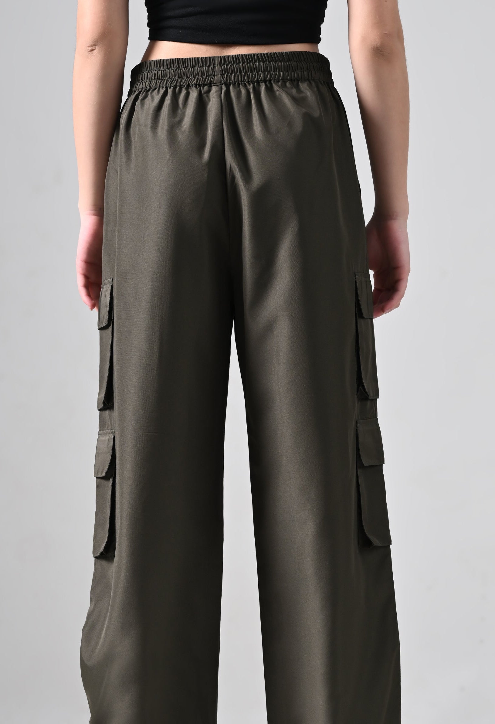 Olive Elastic Cargo Pants