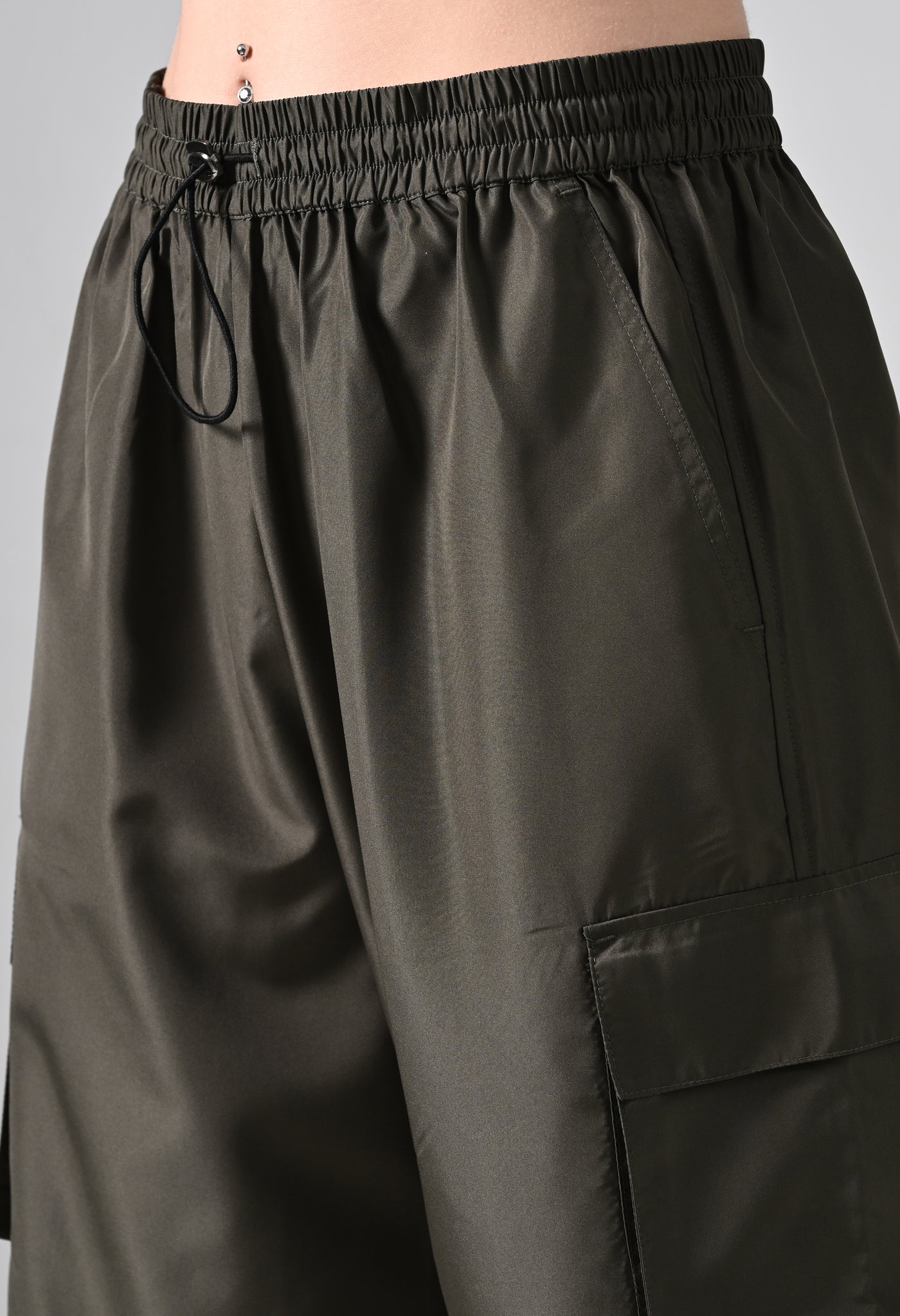 Olive Wide-Leg Cargo Pants