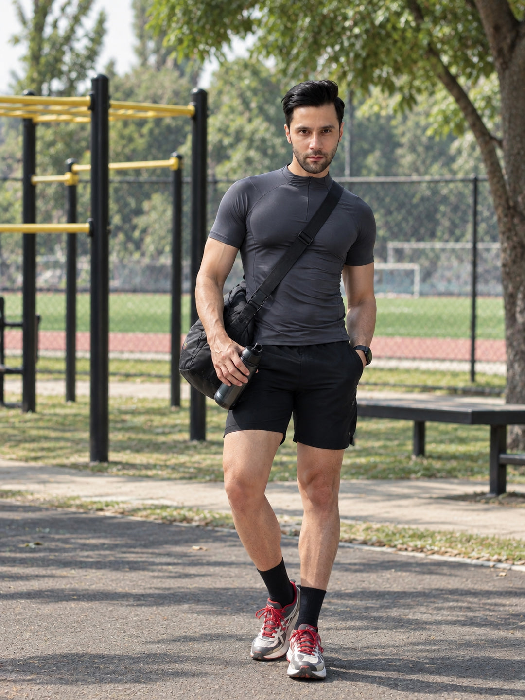 Charcoal Flux Fit Zipper T-Shirt