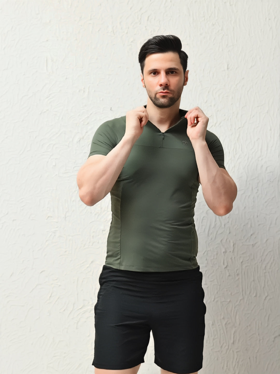 Olive Flux FIt Zipper T-Shirt
