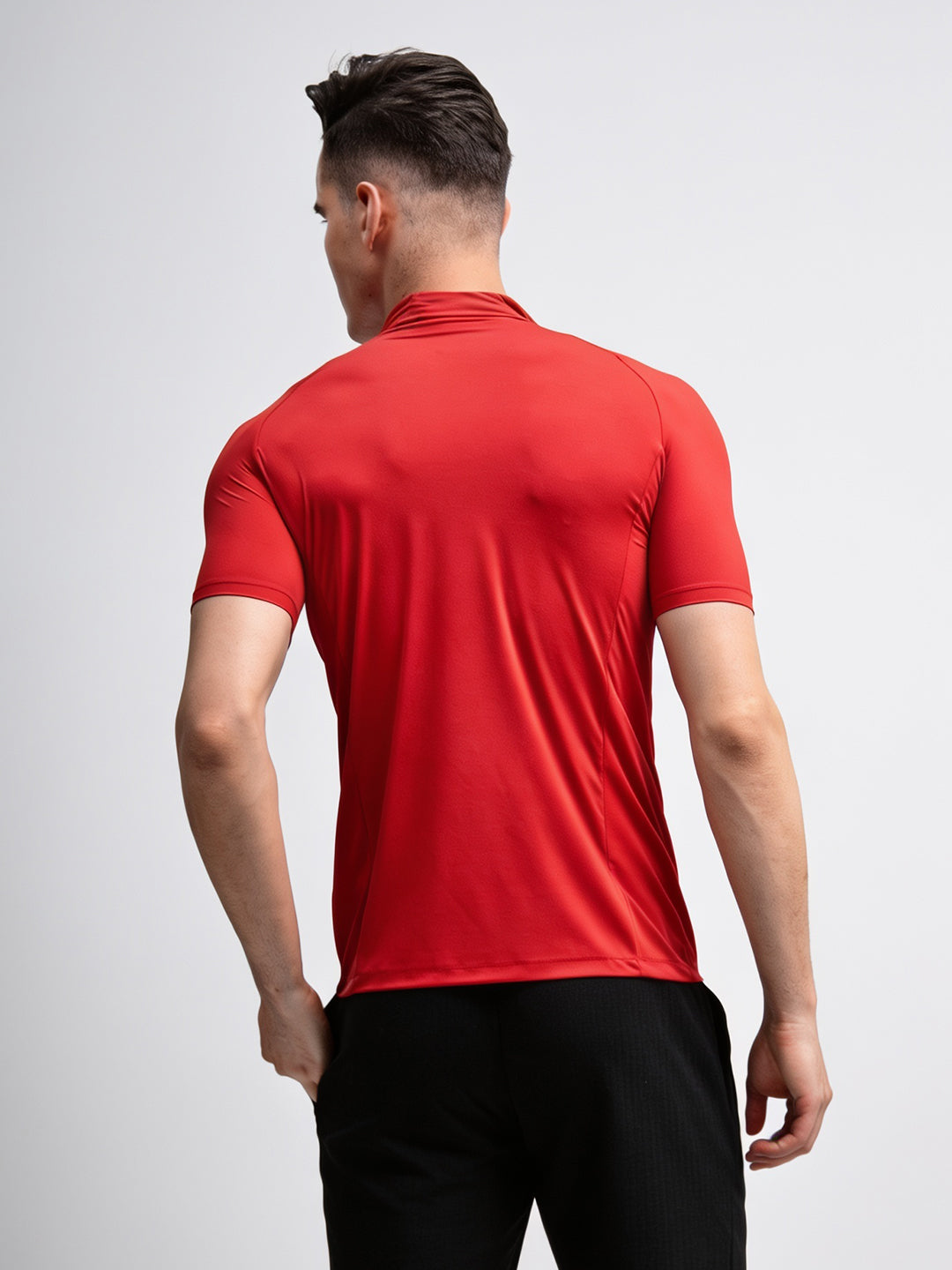Crimson Red Flux Fit Zipper T-Shirt