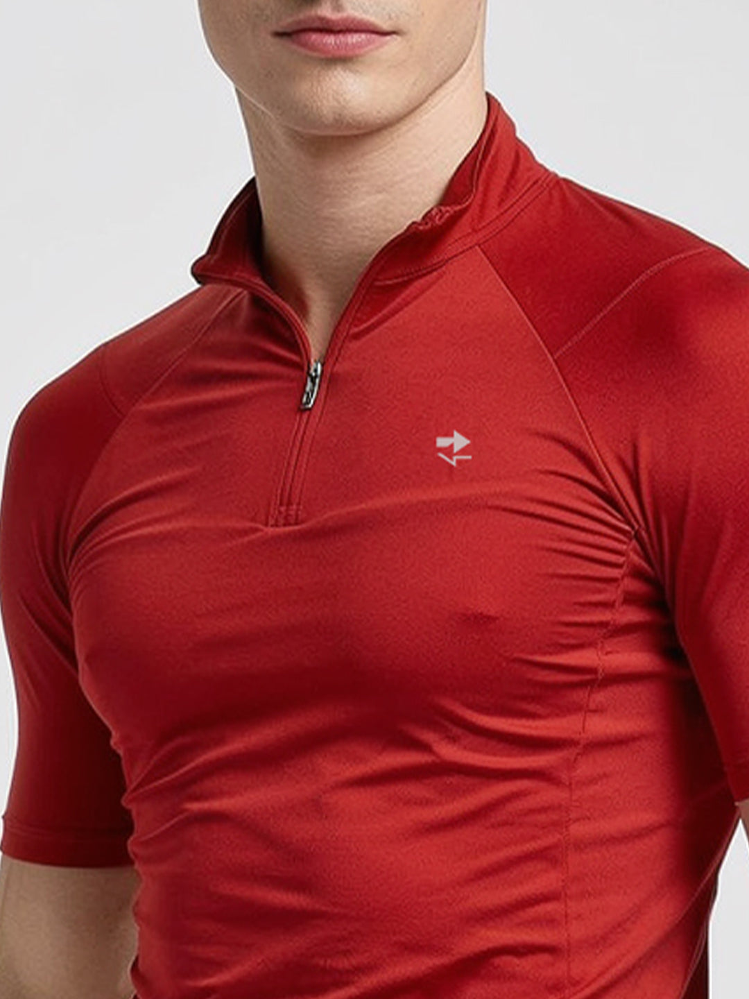 Crimson Red Flux Fit Zipper T-Shirt