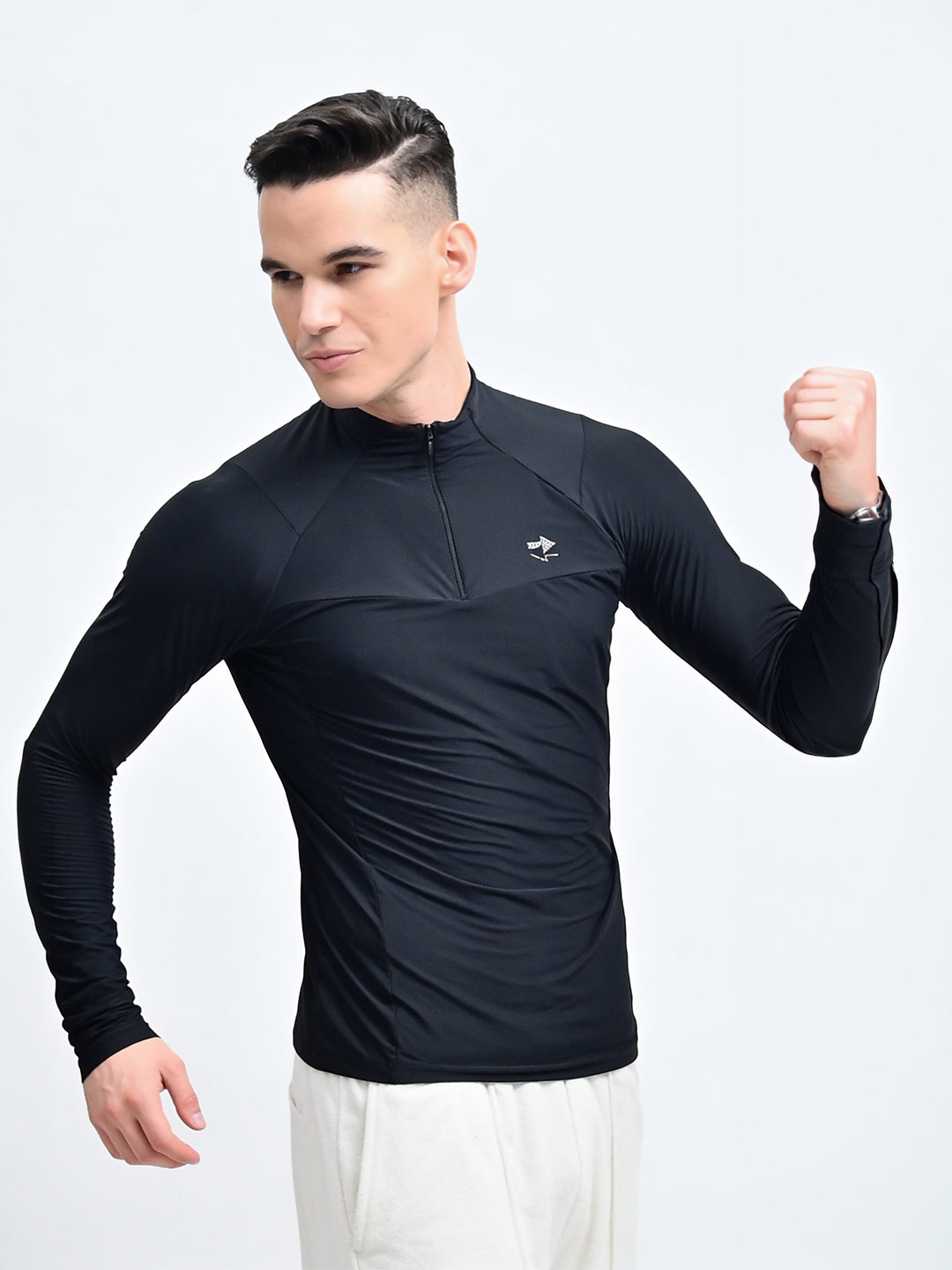 Black Flux Fit Zipper T-Shirt