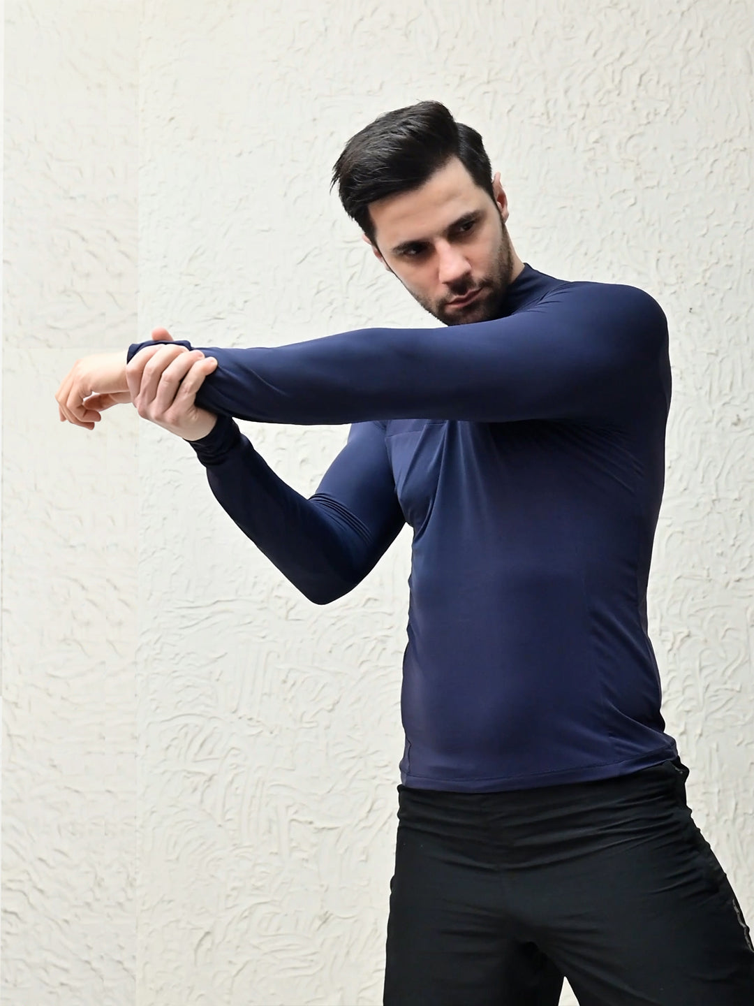 Navy Blue Flux Fit Zipper T-Shirt
