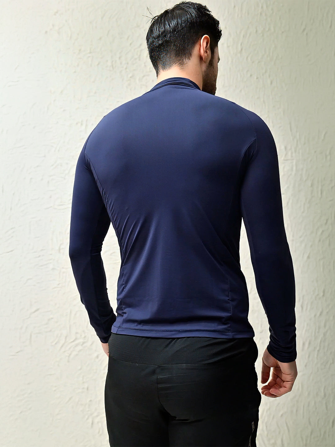 Navy Blue Flux Fit Zipper T-Shirt